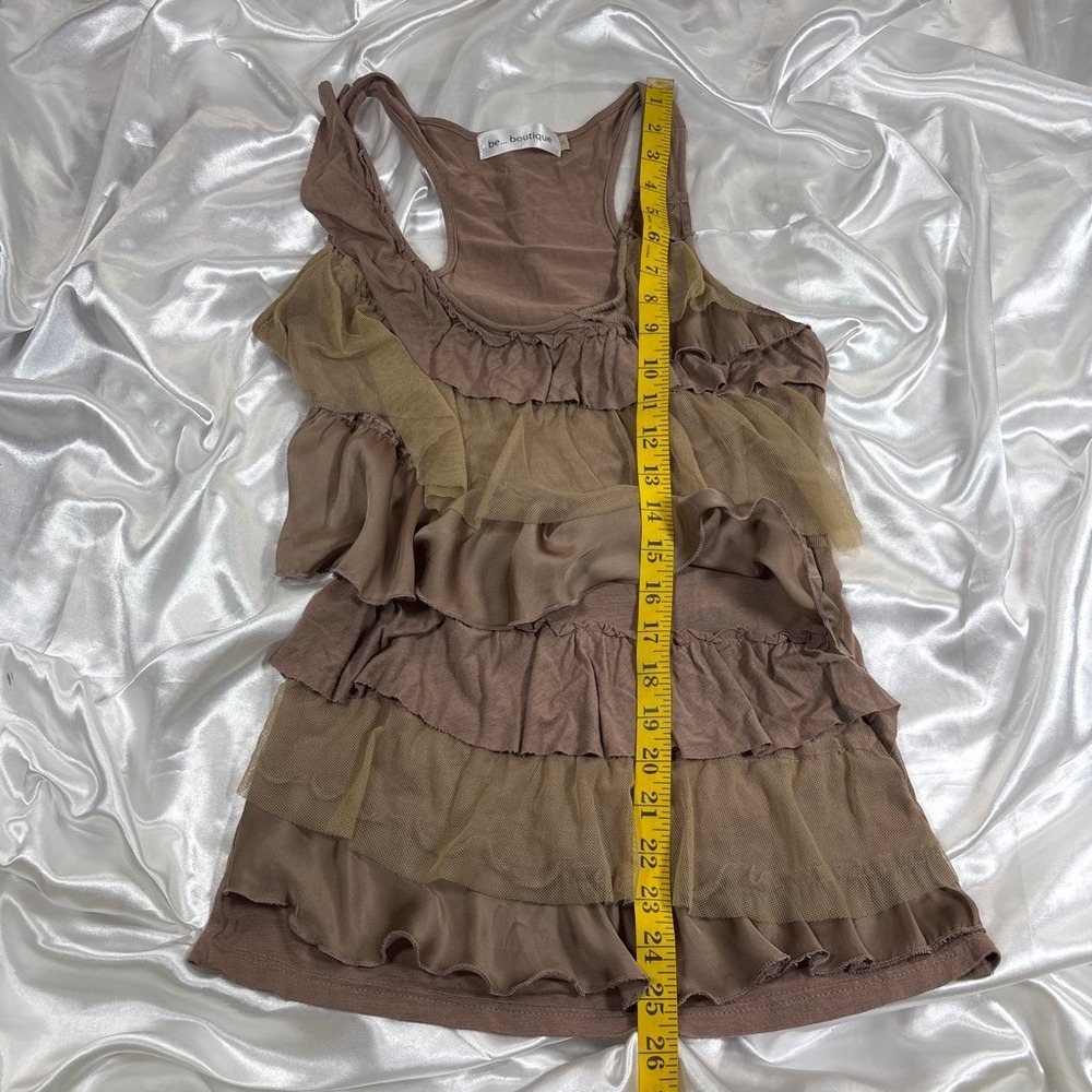 y2k Ruffle Tiered Tank Top Brown Mesh Racerback be... boutique - Picture 5 of 5